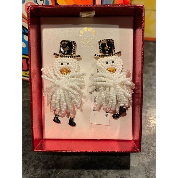 NEW C&C California Snowmen Earrings Beaded with Boots! - Picture 9 of 9